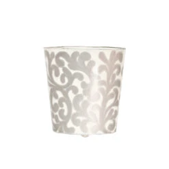 Worlds Away Oval Wastebasket Silver And Cream