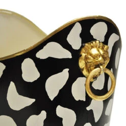 Worlds Away Oval Wastebasket - Lion Handles - Black Leopard 11 Worlds Away Oval Wastebasket - Lion Handles - Black Leopard -Worlds Away WA WBLIONOV BLP DETAIL 31411.1553866246 ni 69513.1707481829