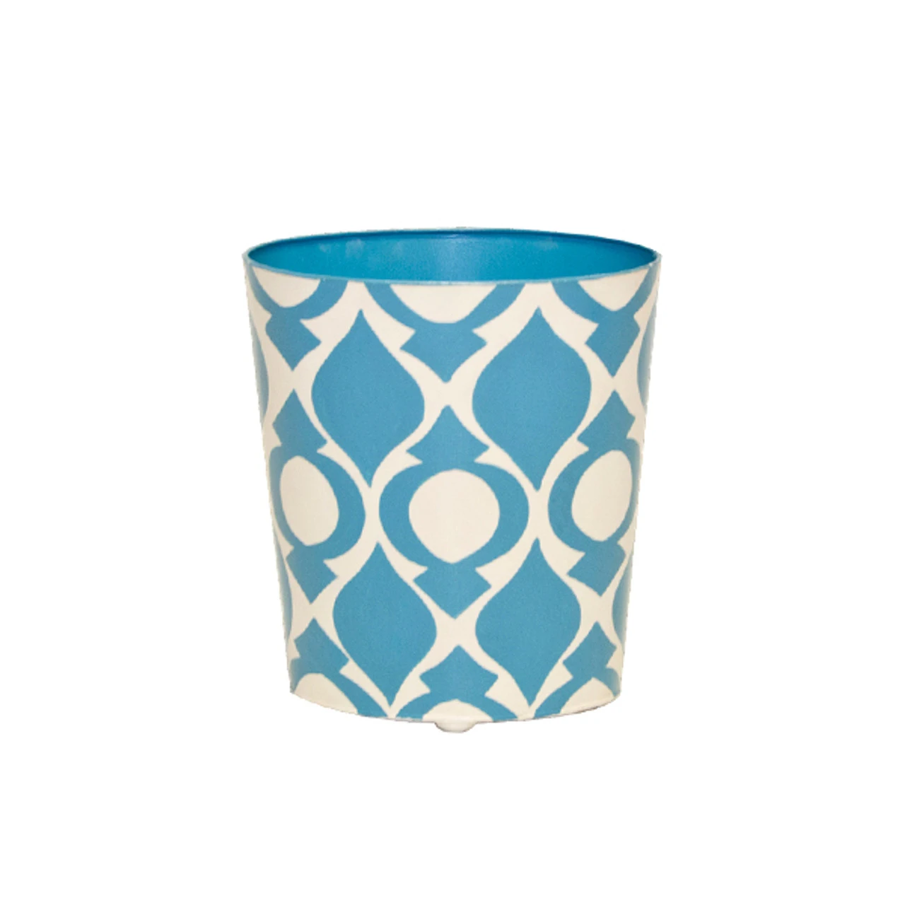 Worlds Away Oval Wastebasket Blue And Cream 1 Worlds Away Oval Wastebasket Blue And Cream