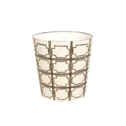 Worlds Away Oval Wastebasket Brown And Cream