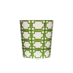 Worlds Away Oval Wastebasket Green And Cream