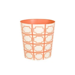 Worlds Away Oval Wastebasket Orange And Cream - #2