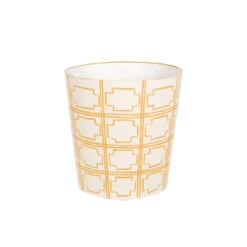 Worlds Away Oval Wastebasket Yellow And Cream
