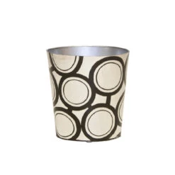 Worlds Away Oval Wastebasket Black And Silver Design