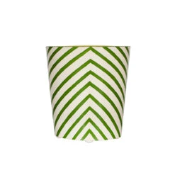 Worlds Away Oval Wastebasket Cream And Green Zebra