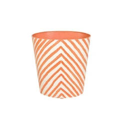 Worlds Away Oval Wastbasket Cream And Orange Zebra