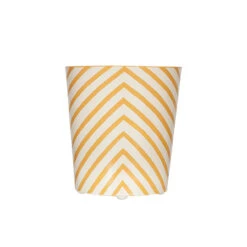 Worlds Away Oval Wastebasket Yellow And Cream Zebra
