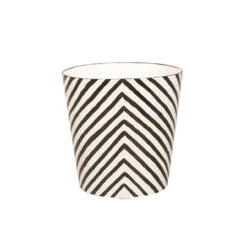 Worlds Away Oval Wastebasket Cream And Black Zebra