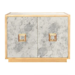 Worlds Away Ant Mirror 2 Door Cabinet - Gold Leaf Detailing