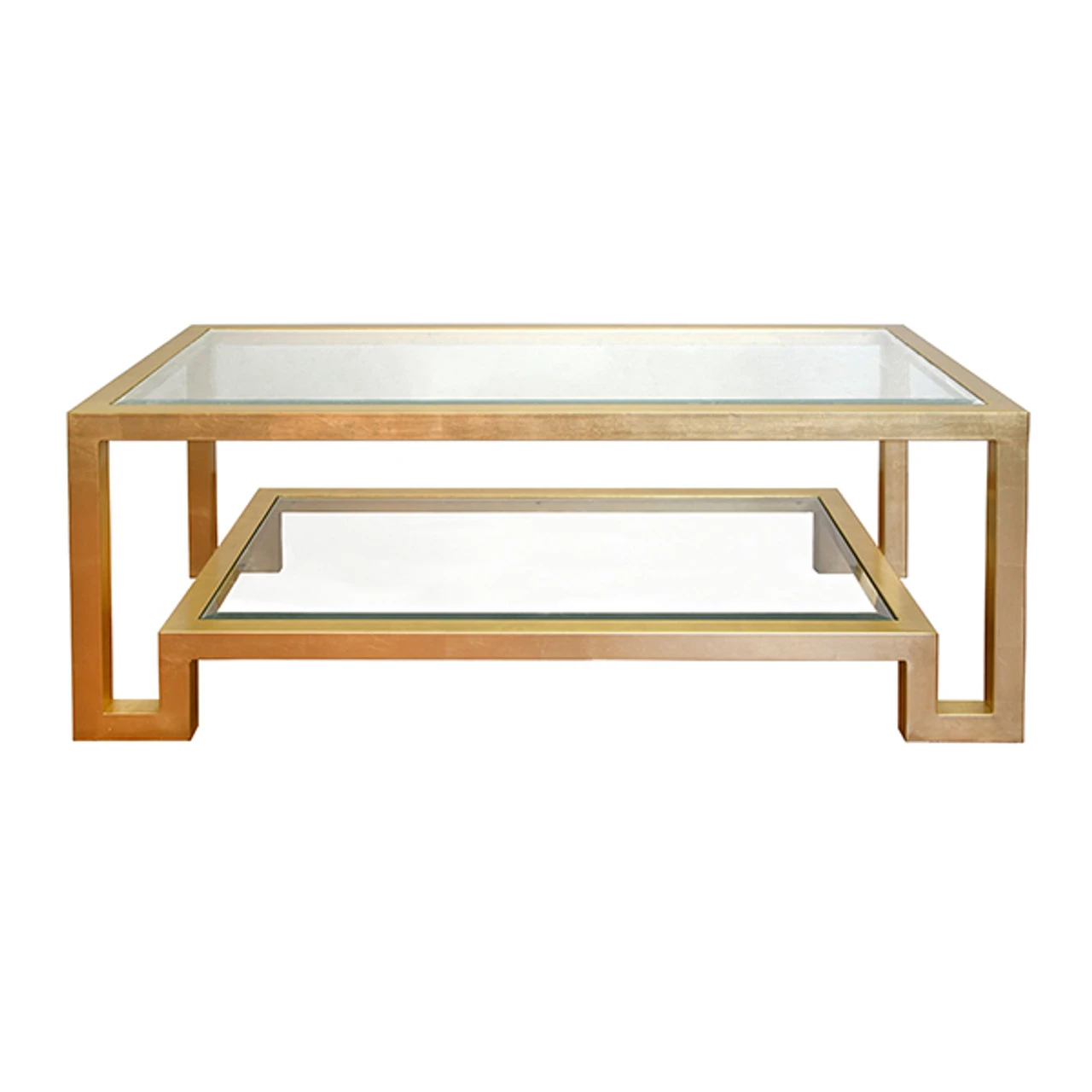 Worlds Away Winston Gold Leaf Two Tier Coffee Table With Clear Beveled Glass 1 Worlds Away Winston Gold Leaf Two Tier Coffee Table With Clear Beveled Glass