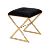 Worlds Away "X" Side Stool In Gold Leaf With Black Velvet Top