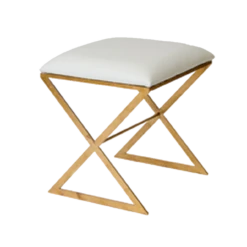 Worlds Away "X" Side Stool In White Faux Ostrich Top -Worlds Away WA X SIDE GUO 20455.1538507088 ni 88308.1707478866