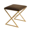 Worlds Away "X" Side Stool In Gold Leaf With Brown Velvet Top