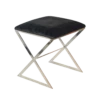 Worlds Away "X" Side Stool In Nickel Plate With Black Velvet Top