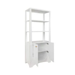 Worlds Away Etagere - Two Door Fluted Cabinet - Matte White Lacquer -Worlds Away WA YOUNG WH OPEN 19241.1647956637 ni 23729.1707481840