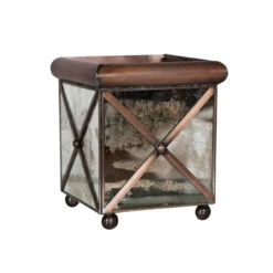 Worlds Away Medium Crosshatch Antique Mirror Planter