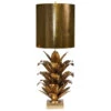 Worlds Away Arianna Gold Leaf Brutalist Palm Table Lamp With Gold Metal Shade