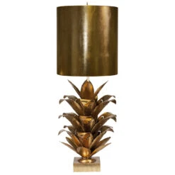 Worlds Away Arianna Gold Leaf Brutalist Palm Table Lamp With Gold Metal Shade