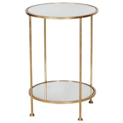 Worlds Away Chico 2 Tier Gold Leafed Side Table With Plain Mirror Tops