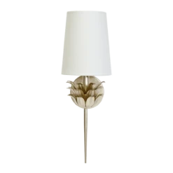 Worlds Away Delilah Silver Leaf One Arm Sconce With 3 Layer Leaf Motif & White Linen Shade -Worlds Away WA delilah s 48736.1538507509 ni 06457.1707478849