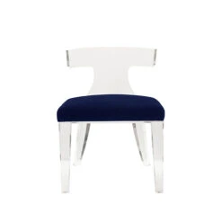 Worlds Away Duke Chair - Acrylic/Navy Velvet