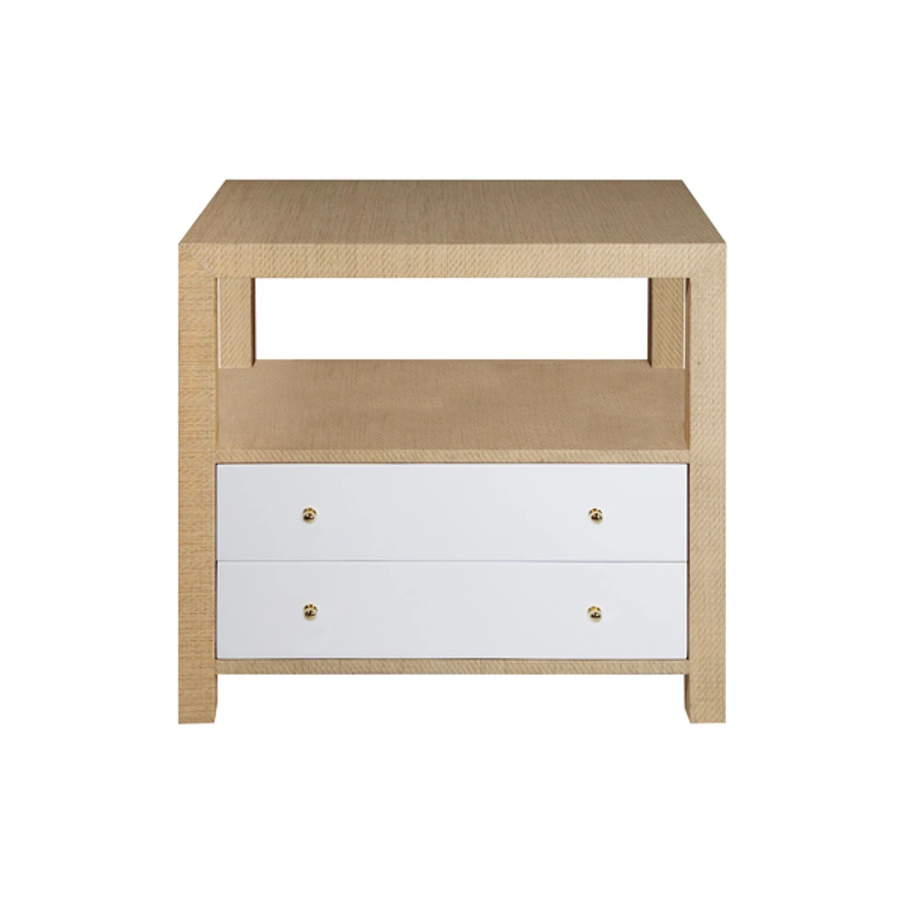 Worlds Away Hattie Side Table - Grasscloth/White Lacquer/Brass Hardware 5 Worlds Away Hattie Side Table - Grasscloth/White Lacquer/Brass Hardware - Image 5