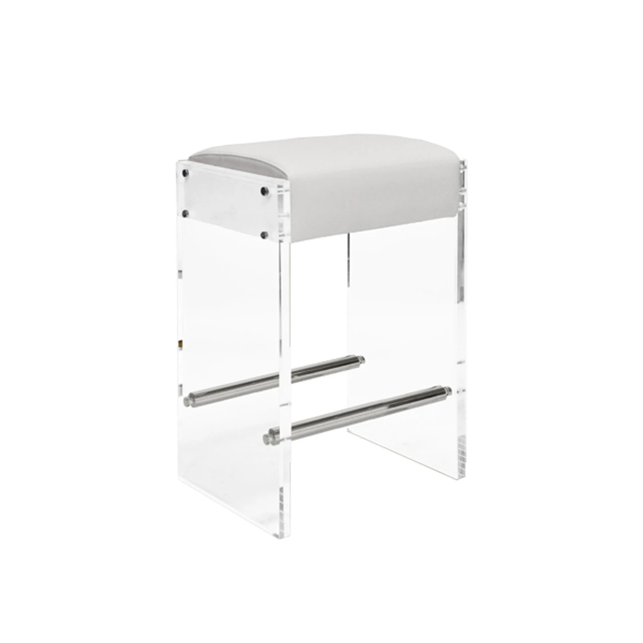 Worlds Away Indy Counter Stool - Nickel/White Vinyl 2 Worlds Away Indy Counter Stool - Nickel/White Vinyl - Image 2