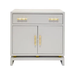 Worlds Away Marcus Matte Gray Lacquer 1 Drawer, 2 Door Nightstand With Gold Leafed Bamboo Hardware And Gold Leaf Detail On Base 5 Worlds Away Marcus Matte Gray Lacquer 1 Drawer, 2 Door Nightstand With Gold Leafed Bamboo Hardware And Gold Leaf Detail On Base -Worlds Away WA marcus gry ni 73472.1497673941