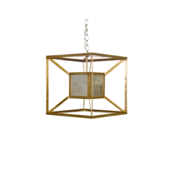 Worlds Away Maxwell Gold Iron Box Pendant With Antique Mirror