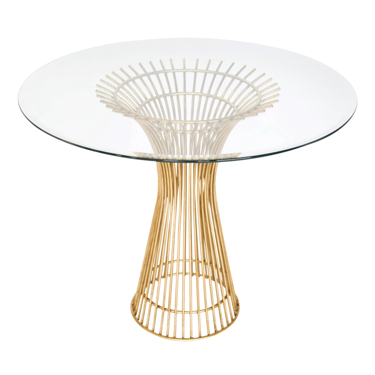 Worlds Away Powell Gold Leaf Iron Table Base With 30" Diameter Beveled Glass 1 Worlds Away Powell Gold Leaf Iron Table Base With 30" Diameter Beveled Glass