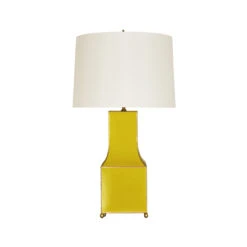 Worlds Away Renata Table Lamp - Yellow/Gold Trim/Cream Silk Shade