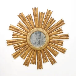 Worlds Away Rinaldo Starburst Mirror In Gold Leaf With Antique Mirror Center
