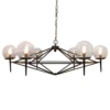 Worlds Away Rowan Black Powder Coated Chandelier With Hand Blown Glass Globes Fixture