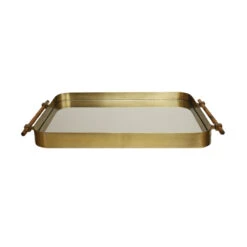 Worlds Away Saratoga Tray - Antique Brass/Resin Horn