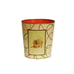 Worlds Away Wbpomeranian Wastebasket - Hand Painted