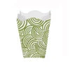 Worlds Away Square Wave Top Wastebasket With Hand Painted Design In Green