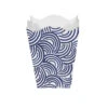 Worlds Away Square Wave Top Wastebasket With Hand Painted Design In Navy